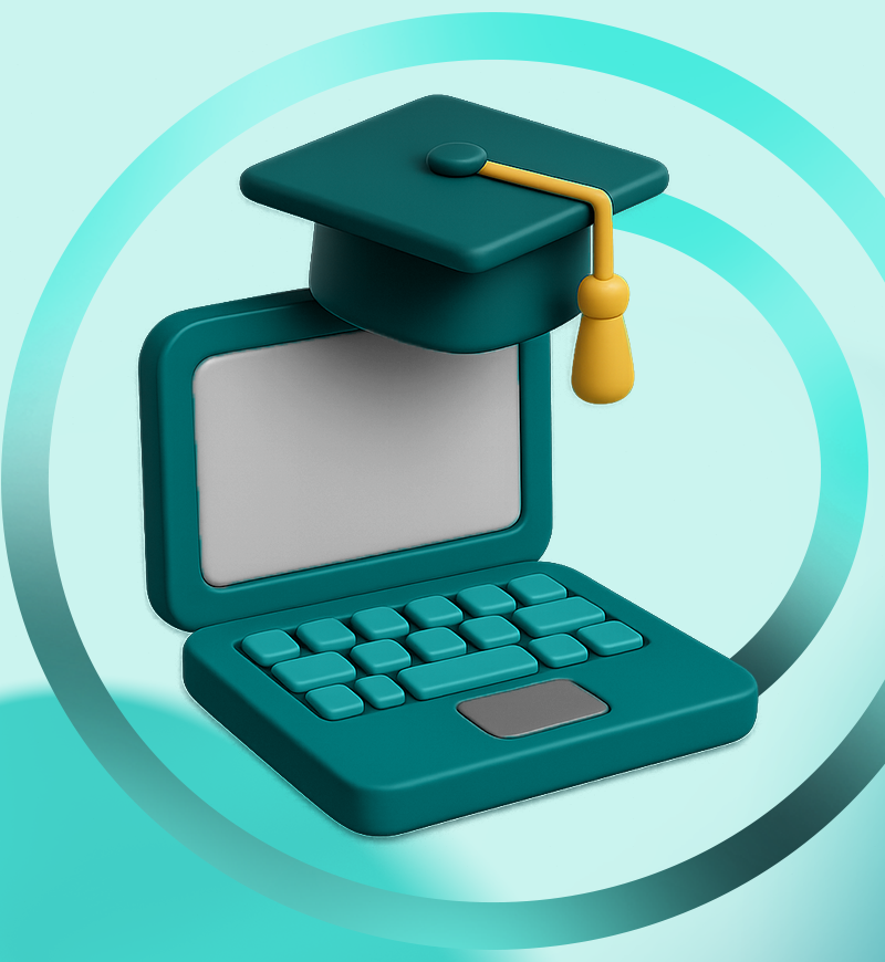 Computadora, libro, birrete, graduación, dinero